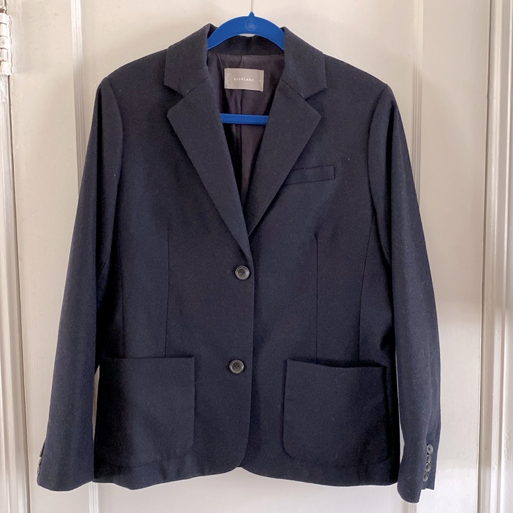 Everlane wool blend schoolboy blazer sz 16 Navy